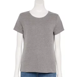 Petite Croft & Barrow® Essential Crewneck Tee -Outlet Croft & Barrow Store 5193524 Grey Heather