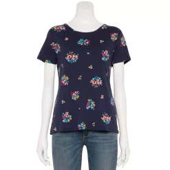 Petite Croft & Barrow® Essential Crewneck Tee -Outlet Croft & Barrow Store 5193524 Navy Dainty Boquet