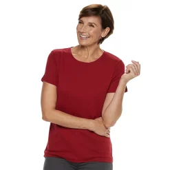 Petite Croft & Barrow® Essential Crewneck Tee -Outlet Croft & Barrow Store 5193524 Red