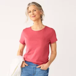 Petite Croft & Barrow® Essential Crewneck Tee -Outlet Croft & Barrow Store 5193524 Watermelon Soda