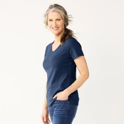 Petite Croft & Barrow® Essential V-Neck Tee -Outlet Croft & Barrow Store 5211690 Navy