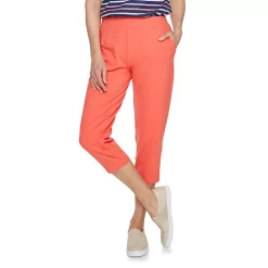 Petite Croft & Barrow® Easy Pull-On Knit Capri Pants -Outlet Croft & Barrow Store 5211701 Coral