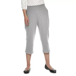 Petite Croft & Barrow® Easy Pull-On Knit Capri Pants -Outlet Croft & Barrow Store 5211701 Heather Gray