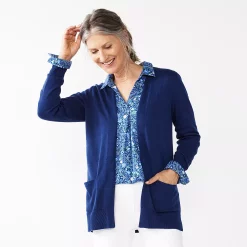 Women's Croft & Barrow® Open-Front Cardigan -Outlet Croft & Barrow Store 5214896 Navy