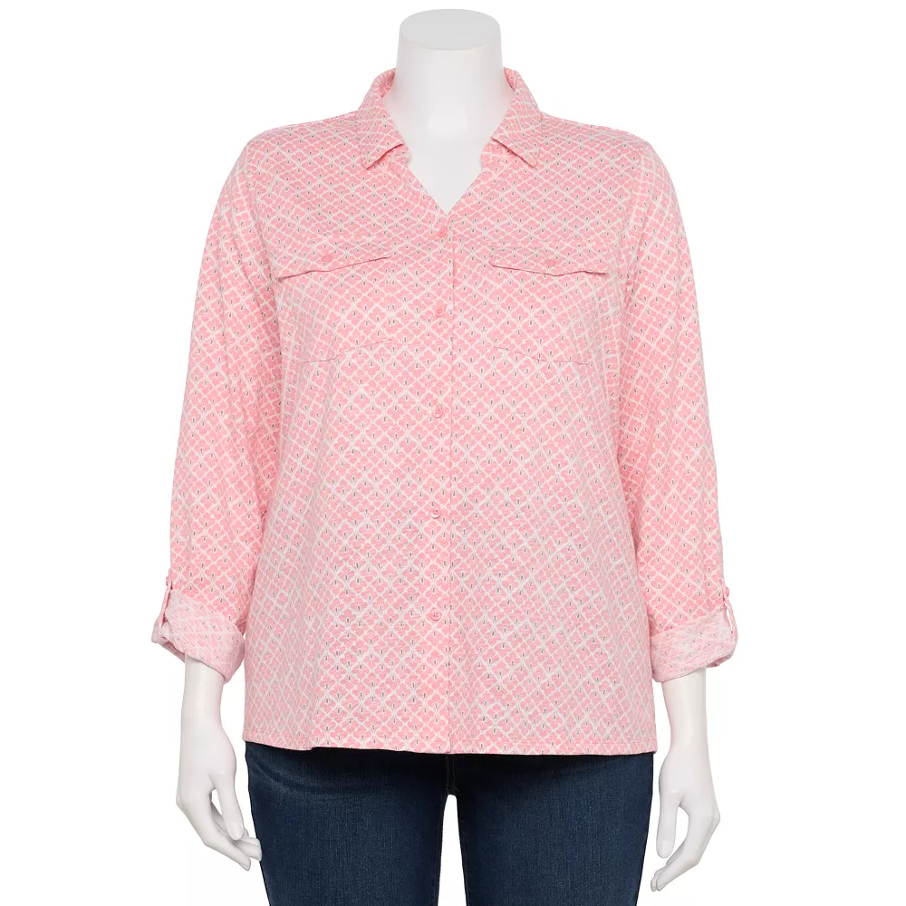 Plus Size Croft & Barrow® Roll-Tab Sleeve Top 3 Plus Size Croft & Barrow® Roll-Tab Sleeve Top - Image 3