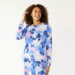 Women's Croft & Barrow® Athleisure Crewneck Sweatshirt 12 Women's Croft & Barrow® Athleisure Crewneck Sweatshirt -Outlet Croft & Barrow Store 5224371 Blue Bold Blooms