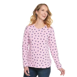 Women's Croft & Barrow® Athleisure Crewneck Sweatshirt 16 Women's Croft & Barrow® Athleisure Crewneck Sweatshirt -Outlet Croft & Barrow Store 5224371 Lavender Polka Dot