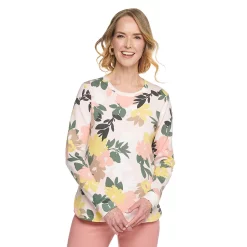 Women's Croft & Barrow® Athleisure Crewneck Sweatshirt 17 Women's Croft & Barrow® Athleisure Crewneck Sweatshirt -Outlet Croft & Barrow Store 5224371 Pink Bold Blooms