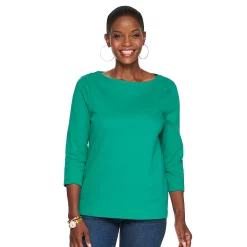 Petite Croft & Barrow® Boatneck Tee -Outlet Croft & Barrow Store 5233590 Jade