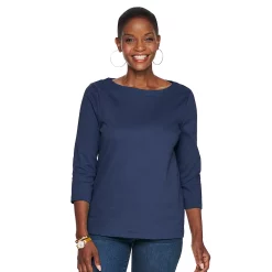 Petite Croft & Barrow® Boatneck Tee -Outlet Croft & Barrow Store 5233590 Navy