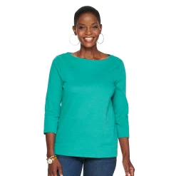 Petite Croft & Barrow® Boatneck Tee -Outlet Croft & Barrow Store 5233590 Teal
