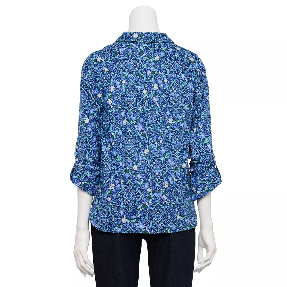 Petite Croft & Barrow® Roll-Tab Sleeve Popover Tunic 4 Petite Croft & Barrow® Roll-Tab Sleeve Popover Tunic - Image 4