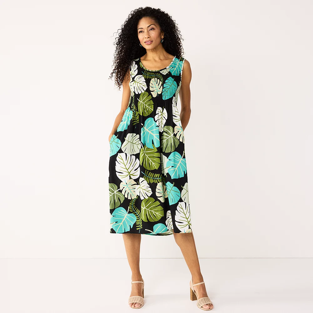 Petite Croft & Barrow® Smocked Swing Midi Dress 16 Petite Croft & Barrow® Smocked Swing Midi Dress - Image 16