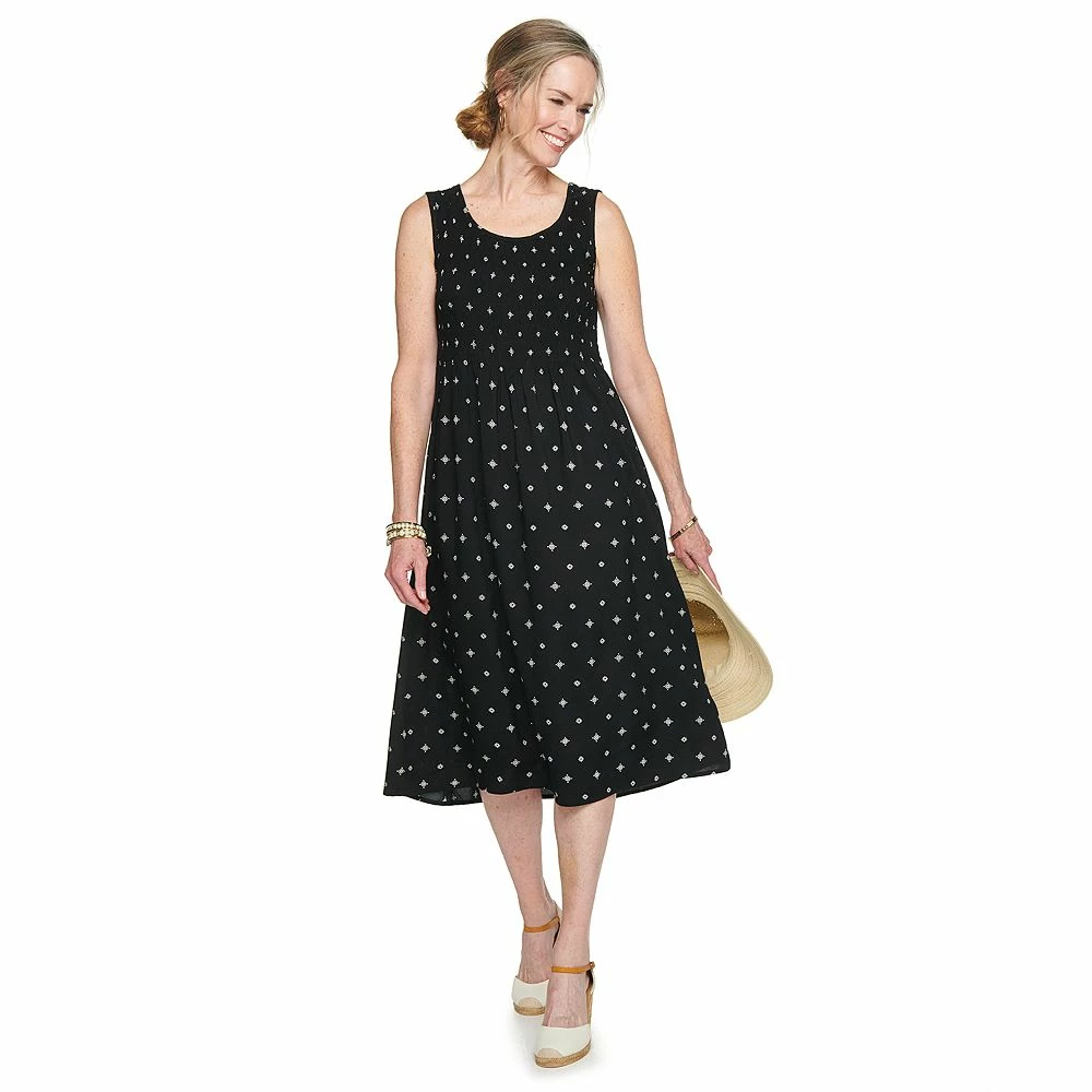 Petite Croft & Barrow® Smocked Swing Midi Dress 2 Petite Croft & Barrow® Smocked Swing Midi Dress - Image 2