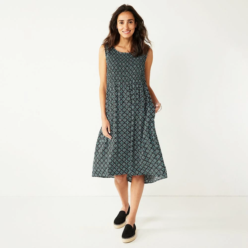 Petite Croft & Barrow® Smocked Swing Midi Dress 3 Petite Croft & Barrow® Smocked Swing Midi Dress - Image 3