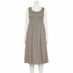 Petite Croft & Barrow® Smocked Swing Midi Dress 40 Petite Croft & Barrow® Smocked Swing Midi Dress -Outlet Croft & Barrow Store 5235414 Grey Floral