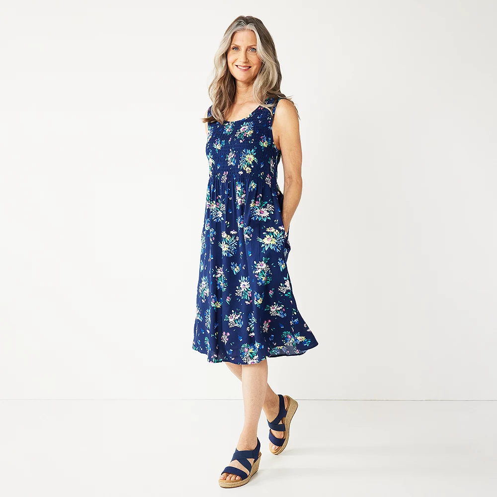 Petite Croft & Barrow® Smocked Swing Midi Dress 5 Petite Croft & Barrow® Smocked Swing Midi Dress - Image 5