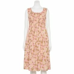 Petite Croft & Barrow® Smocked Swing Midi Dress