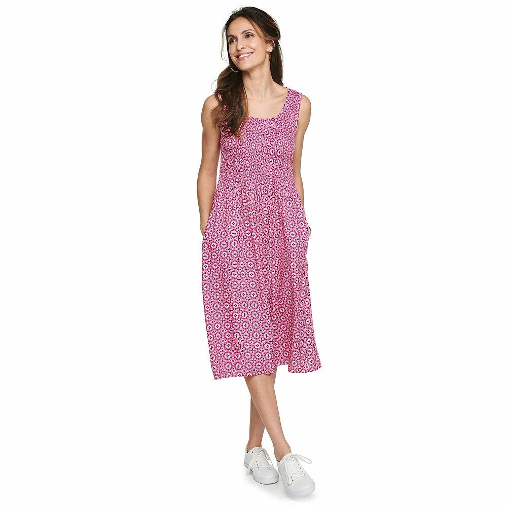 Petite Croft & Barrow® Smocked Swing Midi Dress 4 Petite Croft & Barrow® Smocked Swing Midi Dress - Image 4