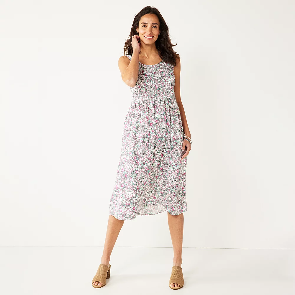 Petite Croft & Barrow® Smocked Swing Midi Dress 15 Petite Croft & Barrow® Smocked Swing Midi Dress - Image 15