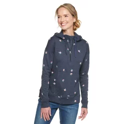 Women's Croft & Barrow® Athleisure Drop-Shoulder Hoodie -Outlet Croft & Barrow Store 5237036 Navy Daisy