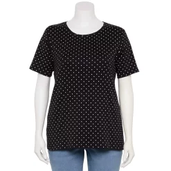 Plus Size Croft & Barrow® Essential Crewneck Tee -Outlet Croft & Barrow Store 5252564 Black Dot
