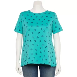 Plus Size Croft & Barrow® Essential Crewneck Tee -Outlet Croft & Barrow Store 5252564 Bunched Garden Teal