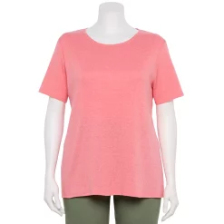 Plus Size Croft & Barrow® Essential Crewneck Tee -Outlet Croft & Barrow Store 5252564 Coral