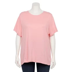 Plus Size Croft & Barrow® Essential Crewneck Tee -Outlet Croft & Barrow Store 5252564 Flamingo Pink