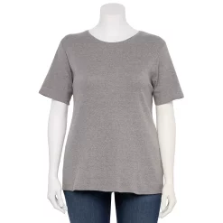 Plus Size Croft & Barrow® Essential Crewneck Tee -Outlet Croft & Barrow Store 5252564 Gray Heather