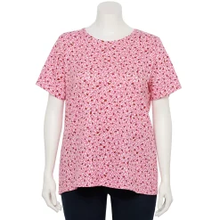 Plus Size Croft & Barrow® Essential Crewneck Tee -Outlet Croft & Barrow Store 5252564 Pink Ladybug