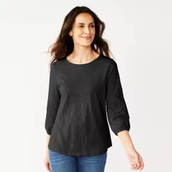 Women's Croft & Barrow® Eyelet Tee -Outlet Croft & Barrow Store 5254328 Black