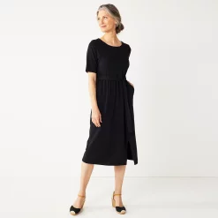 Women's Croft & Barrow® Midi Faux-Wrap Dress -Outlet Croft & Barrow Store 5254891 Black