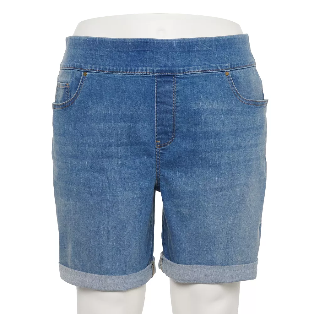 Plus Size Croft & Barrow® Pull-On Jean Shorts 2 Plus Size Croft & Barrow® Pull-On Jean Shorts - Image 2
