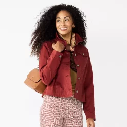 Women's Croft & Barrow® Jean Jacket -Outlet Croft & Barrow Store 5287832 Maroon