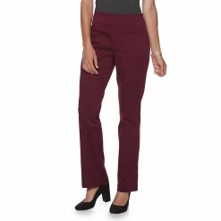 Petite Croft & Barrow® Effortless Stretch Pull-On Bootcut Pants -Outlet Croft & Barrow Store 5289078 Plum