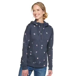 Petite Croft & Barrow® 1/2-Zip Panel Athleisure Hoodie -Outlet Croft & Barrow Store 5299990 Navy Daisy