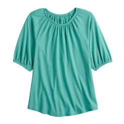 Women's Croft & Barrow® Gathered Raglan Elbow Sleeve Top -Outlet Croft & Barrow Store 5303273 ALT5