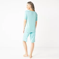 Women's Croft & Barrow® 3-Piece Pajama Top, Pajama Shorts & Pajama Skimmers Sleep Set -Outlet Croft & Barrow Store 5317543 ALT