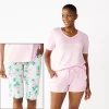 Petite Croft & Barrow® 3-Piece Pajama Top, Pajama Shorts & Pajama Skimmers Sleep Set