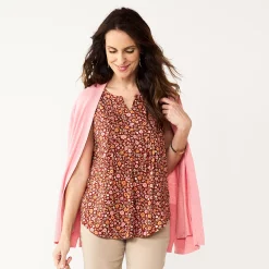 Petite Croft & Barrow® Pintuck Splitneck Sleeveless Top 30 Petite Croft & Barrow® Pintuck Splitneck Sleeveless Top -Outlet Croft & Barrow Store 5465020 Maroon Floral