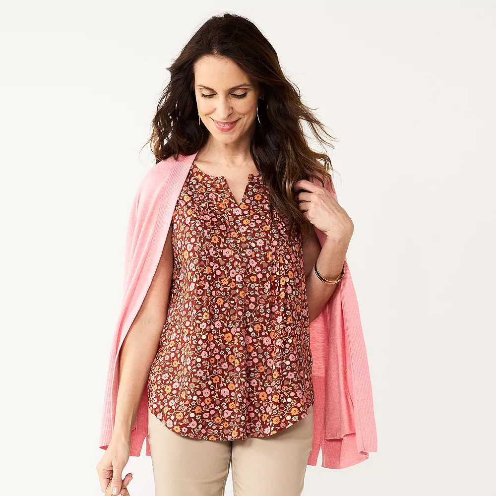 Petite Croft & Barrow® Pintuck Splitneck Sleeveless Top 14 Petite Croft & Barrow® Pintuck Splitneck Sleeveless Top - Image 14