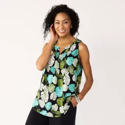 Petite Croft & Barrow® Pintuck Splitneck Sleeveless Top 29 Petite Croft & Barrow® Pintuck Splitneck Sleeveless Top -Outlet Croft & Barrow Store 5465020 Olive Palm