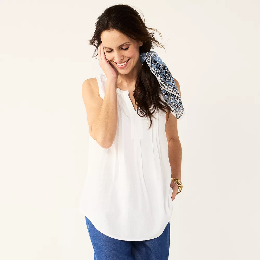 Petite Croft & Barrow® Pintuck Splitneck Sleeveless Top 17 Petite Croft & Barrow® Pintuck Splitneck Sleeveless Top - Image 17