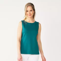 Women's Croft & Barrow® Essential Tank -Outlet Croft & Barrow Store 5491698 Night Life Teal