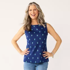 Women's Croft & Barrow® Essential Tank -Outlet Croft & Barrow Store 5491698 Teal Folk Floral