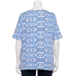 Plus Size Croft & Barrow® Three Quarter Sleeve Splitneck Top -Outlet Croft & Barrow Store 5501050 ALT