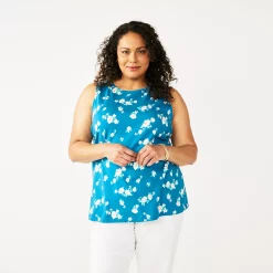 Plus Size Croft & Barrow® Essential Tank -Outlet Croft & Barrow Store 5509745 Blue Floral