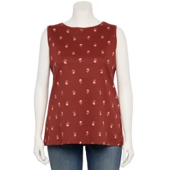 Plus Size Croft & Barrow® Essential Tank -Outlet Croft & Barrow Store 5509745 Maroon Folk Floral