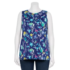 Plus Size Croft & Barrow® Essential Tank -Outlet Croft & Barrow Store 5509745 Navy Fresh Floral